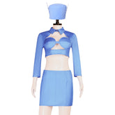 The Fifth Element Flight Attendant Stewardess Blue Uniform Retro Set Outfits Cosplay Costume